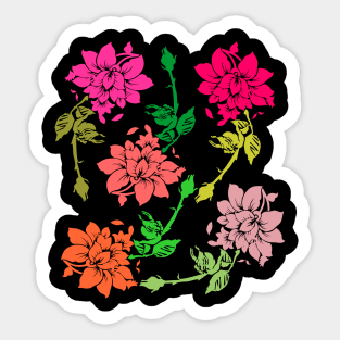 Rose Floral Line Art Pattern Sticker